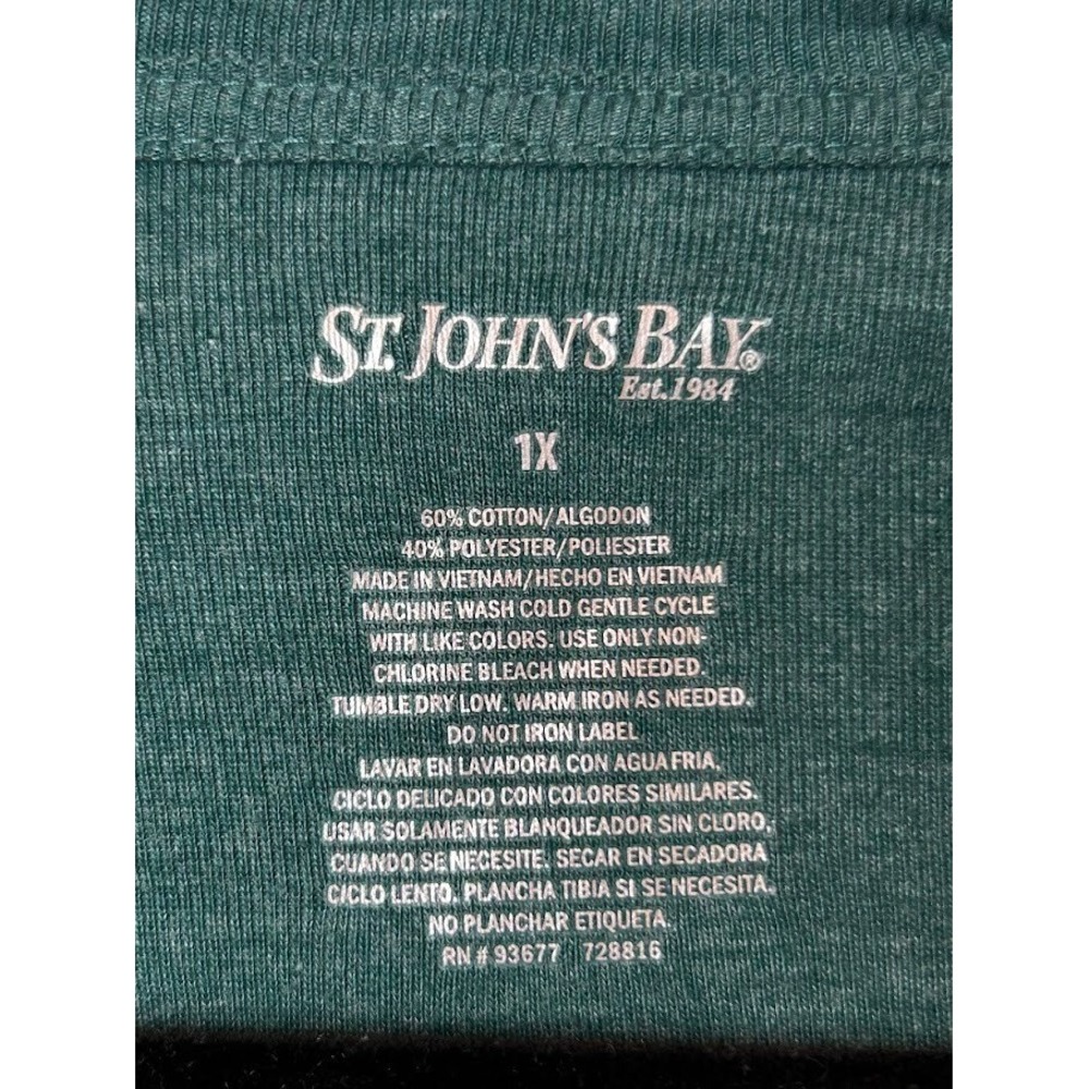 Women's St. Johns Bay Long Sleeve V-neck size 1X NWT Green - Picture 2 of 4